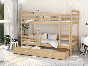 Miniaturka 14 - Łóżko piętrowe trzyosobowe aranżacja sosnowe DAVIS