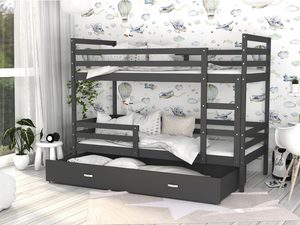 Miniaturka 18 - Łóżko piętrowe trzyosobowe aranżacja szare DAVIS