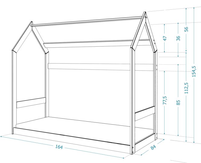 Drewniane łóżko domek 160x80 RICOS