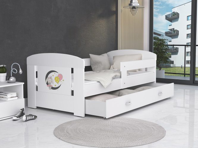 Łóżko dla dziecka białe z pojemnikiem na pościel FELICITY