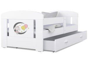Miniaturka 1 - Łóżko dla dziecka białe z pojemnikiem na pościel FELICITY