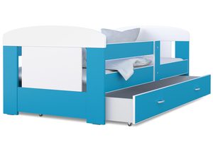 Miniaturka 9 - Łóżko dla dziecka biało niebieskie z pojemnikiem na pościel FELICITY