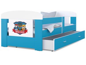 Miniaturka 10 - Łóżko dla dziecka psi patrol biało niebieskie z pojemnikiem na pościel wysuwanym FELICITY