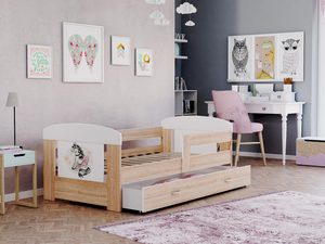 Miniaturka 15 - Łóżko dla dziecka konik białe dąb z pojemnikiem na pościel FELICITY