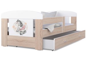 Miniaturka 4 - Łóżko dla dziecka baletnica konik białe dąb z pojemnikiem na pościel FELICITY