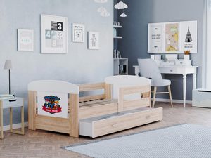Miniaturka 24 - Łóżko dla dziecka psi patrol białe dąb sonoma z pojemnikiem na pościel FELICITY