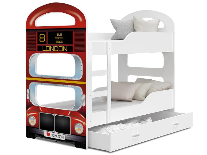 Piętrowe łóżko z nadrukiem autobus LONDYN FIROME