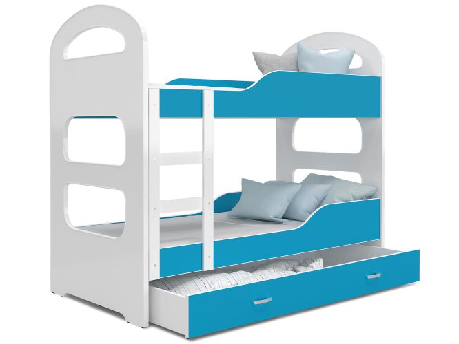 Łóżko dziecięce piętrowe biało-niebieskie FIROME