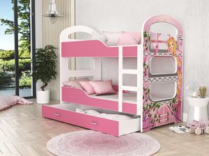 Miniaturka 9 - Łóżko piętrowe dla dziewczynki z motywem wróżki i różowymi dodatkami