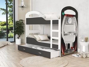 Miniaturka 11 - Piętrowe łóżko szare z nadrukiem FIROME