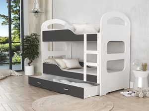 Miniaturka 7 - Łóżko dziecięce piętrowe aranż biały szary FIROME