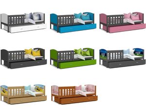 Miniaturka 17 - Dziecięce łóżko z pojemnikiem na pościel i materacem kolory SONIOP