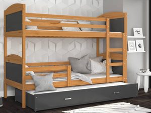 Miniaturka 9 - Łóżko piętrowe trzyosobowe olcha-szary aranżacja CAROL 3