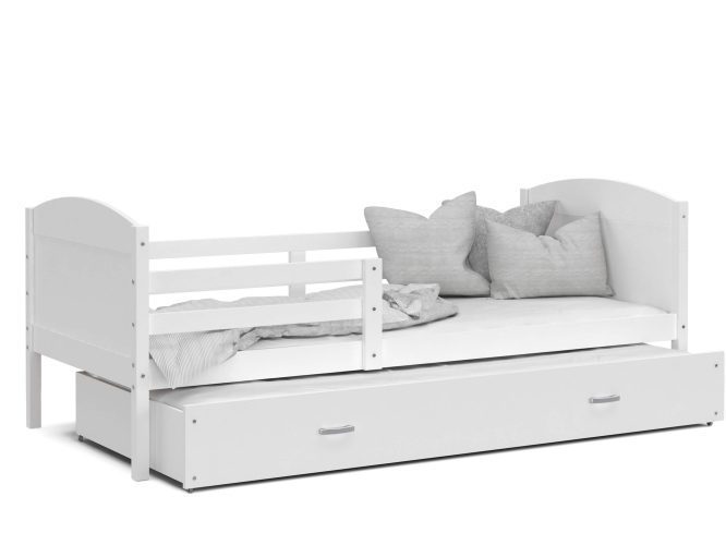 Łóżko dla dziecka z barierką biel białe tło CAROL P2