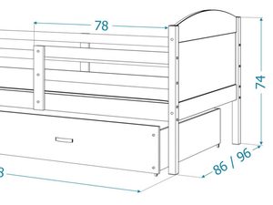 Miniaturka 3 - Łóżko dla dziecka z barierką wymiary CAROL P2