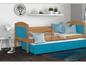 Miniaturka 5 - Łóżko dla dziecka z barierką olcha-błękit aranżacja CAROL P2