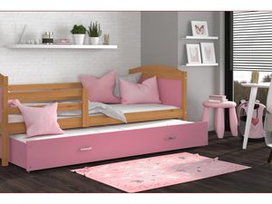 Miniaturka 6 - Łóżko dla dziecka z barierką olcha-róż aranżacja CAROL P2
