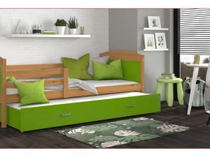 Miniaturka 7 - Łóżko dla dziecka z barierką olcha-zieleń aranżacja CAROL P2