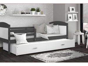 Miniaturka 10 - Łóżko dla dziecka z barierką szary-biel aranżacja CAROL P2