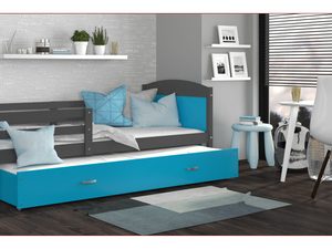 Miniaturka 11 - Łóżko dla dziecka z barierką szary-błękit aranżacja CAROL P2