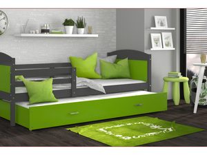 Miniaturka 13 - Łóżko dla dziecka z barierką szary-zieleń aranżacja CAROL P2