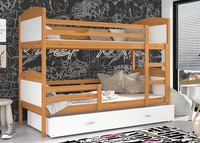 Łóżko dla dzieci piętrowe olcha-biel CAROL