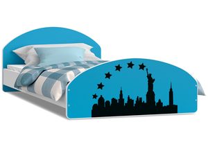 Miniaturka 2 - Łóżko młodzieżowe z naklejką nowy jork niebieskie 90x200 białe tło MATRIX