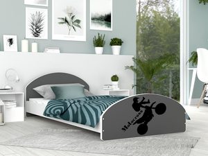 Miniaturka 4 - Łóżko młodzieżowe z naklejką motocykl szare 90x200 MATRIX
