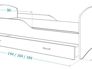 Miniaturka 20 - Łóżko dla dziecka z grafiką i szufladą wymiary NORTON