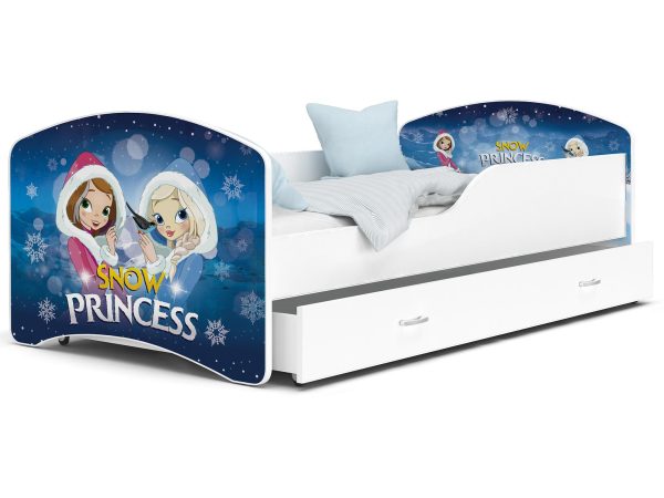 Łóżko dla dziecka z grafiką kraina lodu i szufladą NORTON