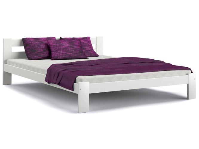 Białe łóżko drewniane ze stelażem i materacem aranżacja białe 140x200 RELAX