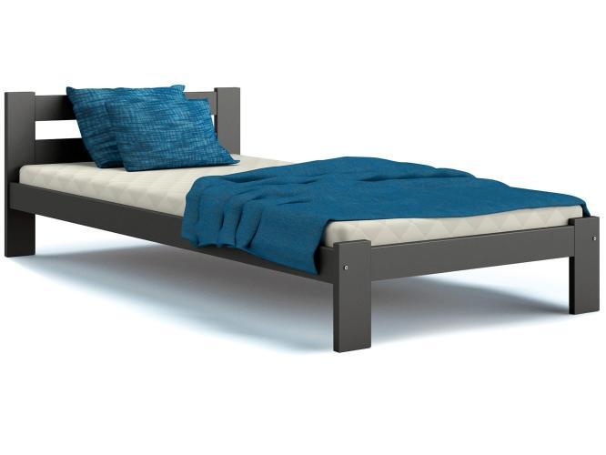 Łóżko drewniane ze stelażem i materacem aranżacja szare 90x200 RELAX