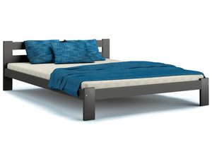 Miniaturka 5 - Łóżko drewniane ze stelażem i materacem aranżacja szare 140x200 RELAX