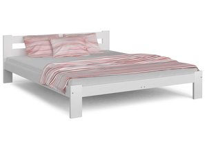 Miniaturka 10 - Białe łóżko drewniane ze stelażem i materacem aranżacja białe 140x200 RELAX