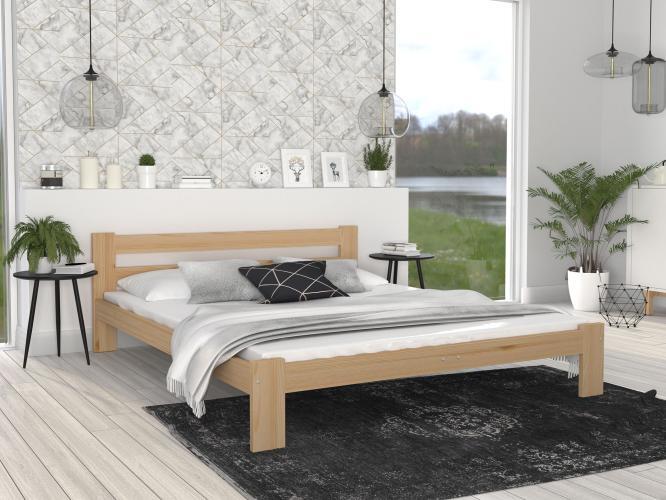 Białe łóżko drewniane ze stelażem i materacem aranżacja olcha RELAX