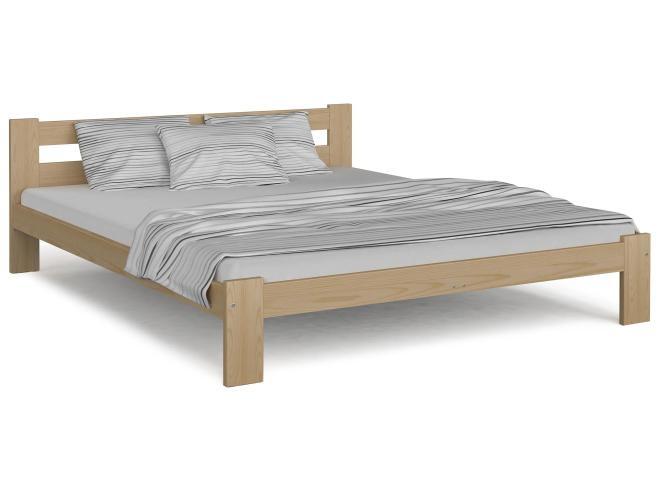 Białe łóżko drewniane ze stelażem i materacem aranżacja sosna 140x200 RELAX