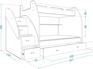 Miniaturka 16 - Łóżko piętrowe ze schodami wymiary ROKO