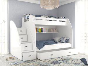 Miniaturka 6 - Łóżko piętrowe ze schodami aranż białe ROKO
