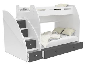 Miniaturka 2 - Łóżko piętrowe ze schodami biało szare ikonka ROKO