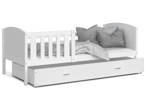 Dziecięce łóżko z pojemnikiem na pościel i materacem białe SONIO P