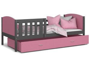 Miniaturka 7 - Dziecięce łóżko z pojemnikiem na pościel i materacem różowo-szare SONIO P