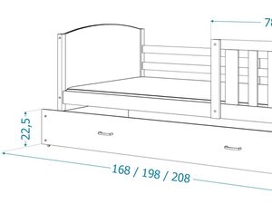 Miniaturka 16 - Dziecięce łóżko z pojemnikiem na pościel i materacem wymiary SONIO P