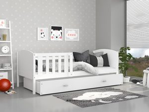 Miniaturka 9 - Dziecięce łóżko z pojemnikiem na pościel i materacem białe inspiracja SONIO P