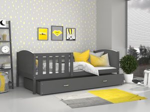 Miniaturka 15 - Dziecięce łóżko z pojemnikiem na pościel i materacem szare inspiracja SONIO P