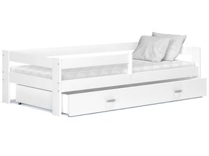 Miniaturka 7 - Białe drewniane łóżko dziecięce z pojemnikiem na pościel