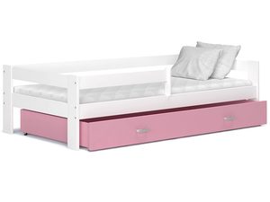 Miniaturka 8 - Białe łóżko z różową szufladą do pokoju dziewczynki
