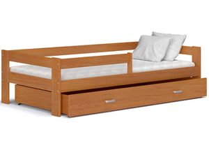 Miniaturka 14 - Łóżko dziecięce z drewna w kolorze wiśni z szufladą