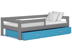 Miniaturka 9 - Szare łóżko z pojemnikiem na pościel w kolorze niebieskim