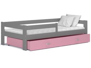 Miniaturka 12 - Szare łóżko z pojemnikiem na pościel w kolorze różowym