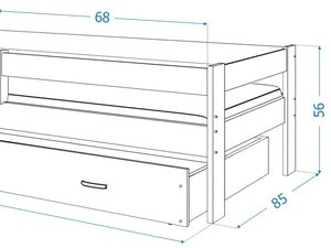 Miniaturka 30 - Wymiary techniczne łóżka z pojemnikiem
